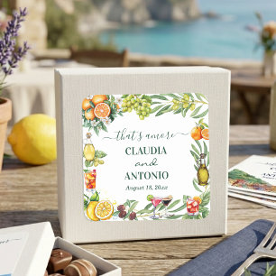That's Amore Italienische Zitrus-Hochzeit Quadratischer Aufkleber