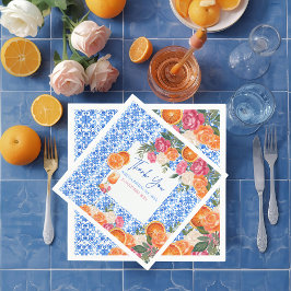 Thats amore mediterranean blue tiles bridal shower serviette