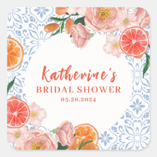 Thats amore mediterranean citrus Bridal shower  Quadratischer Aufkleber