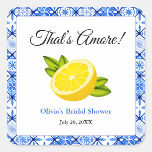 That's Amore   Mittelmeer-Lemon Hochzeitsdusche Quadratischer Aufkleber