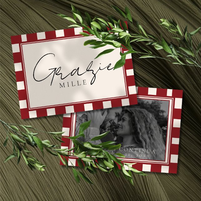 That's Amore Red Checkered Bridal Shower  Dankeskarte (Thank guests from your Italian Bridal Shower with this That's Amore Red Checkered Card!)