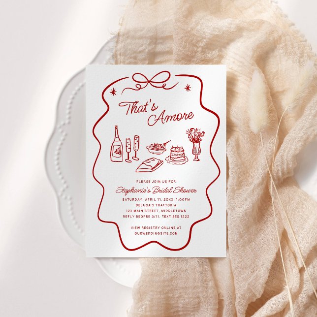 That's Amore Red Doodle Frame, Blank Back Shower Einladung (Von Creator hochgeladen)