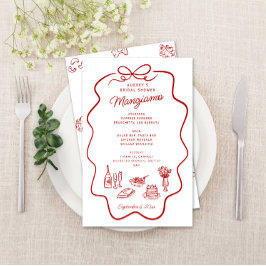 That's Amore Red Doodle Frame Bridal Shower Menu Flyer