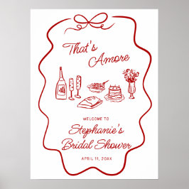 That's Amore Red Doodle Frame Welcome  Poster