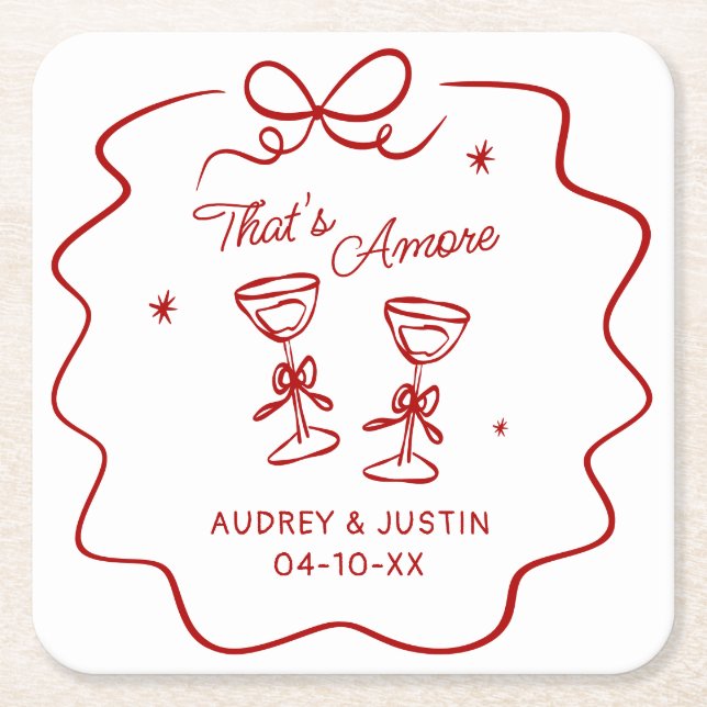 That's Amore, Red Doodle Personalisiert Rechteckiger Pappuntersetzer (Vorderseite)