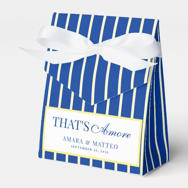 That's Amore Striped Blue & Yellow Wedding Geschenkschachtel (Vorderseite)