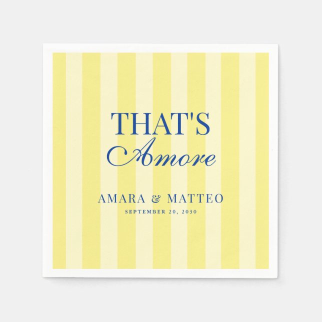 That's Amore Striped Blue & Yellow Wedding Serviette (Vorderseite)