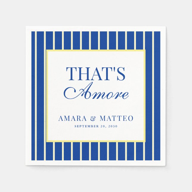 That's Amore Striped Blue & Yellow Wedding Serviette (Vorderseite)