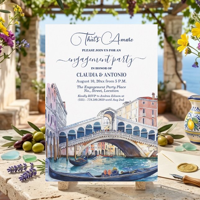That's Amore Watercolor Venice Engagement Party Einladung (Von Creator hochgeladen)