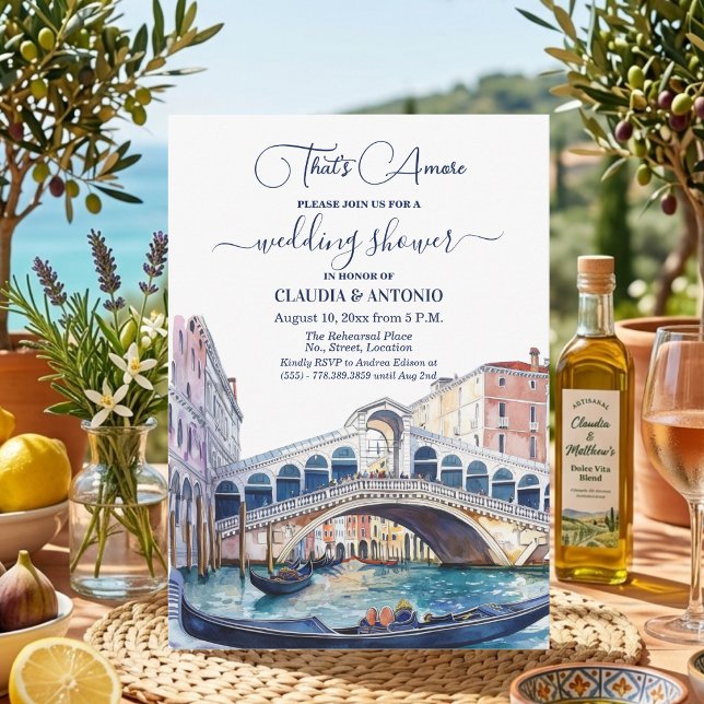 That's Amore Watercolor Venice Wedding Shower Einladung (Von Creator hochgeladen)