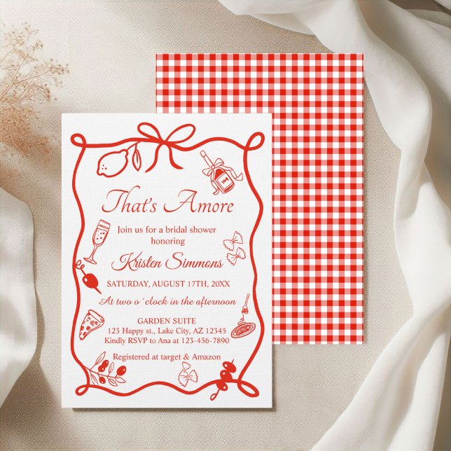 That's Amore Whimsical Italian Pizza Bridal Shower Einladung (That's Amore Italian Food Bridal shower Invitation)