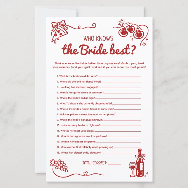 That's Amore Who Knows the Bride Best Bridal Game (Vorderseite)
