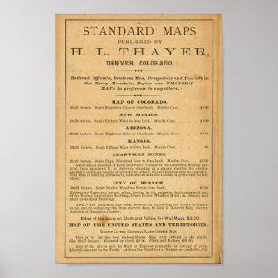 Thayers Karte von Colorado Poster
