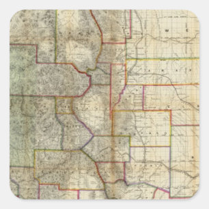 Thayers neue Karte des Staat von Colorado Quadratischer Aufkleber