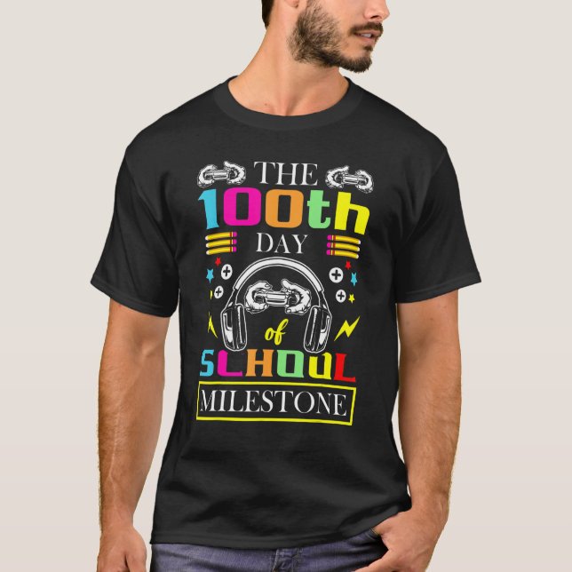 The 100th Day Of School Milestone Game Player Kid  T-Shirt (Vorderseite)