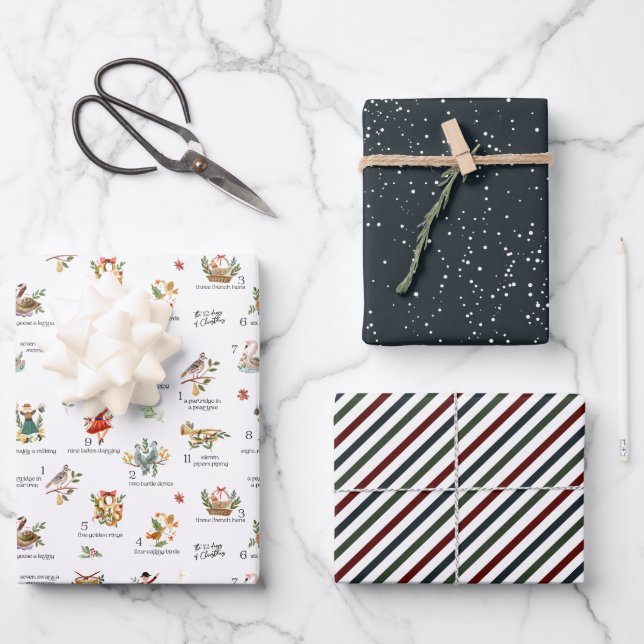 The 12 Days of Christmas | Holiday Geschenkpapier Set (Vorderseite)