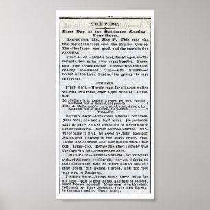 The 1st Preakness - New York Times 28. Mai 1873 Poster