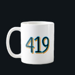 The 419 - Toledo, Ohio Kaffeetasse<br><div class="desc">The design focuses on the "419, " the iconic area code that has become a symbol of local identity and community pride for Toledoans. Set in a bold, modern typeface, the numbers represent more than just a telephone prefix; they represent the spirit of a city built on industrial ingenuity, the...</div>