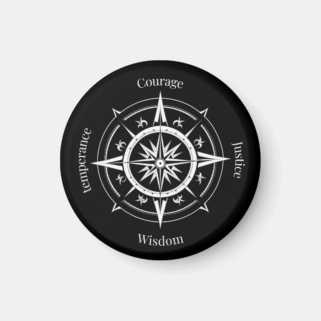 The 4 Stoic Virtues Compass Magnet (Vorne)