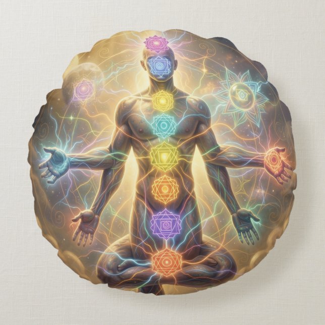 The 7 Chakras´7 Rundes Kissen (Vorderseite)