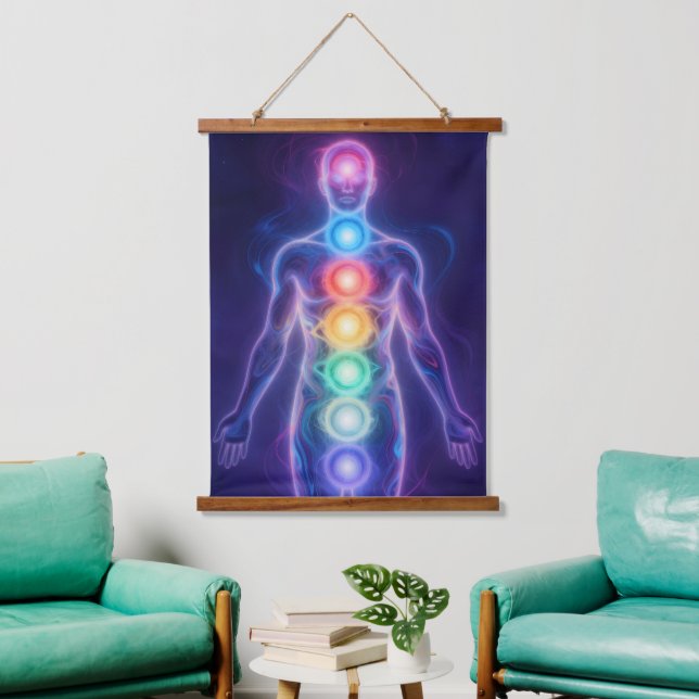 The 7 Chakras Wandteppich Mit Holzrahmen (Wohnzimmer)
