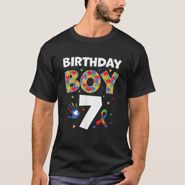 The 7th Birthday Boy Autism Awareness Puzzle Piece T-Shirt (Vorderseite)