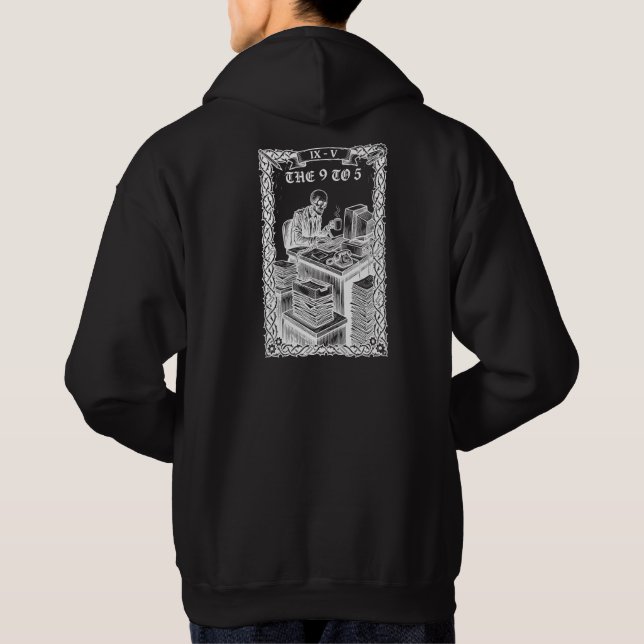 The 9 to 5 Tarot Card Funny Skeleton Corporate Hoodie (Rückseite)