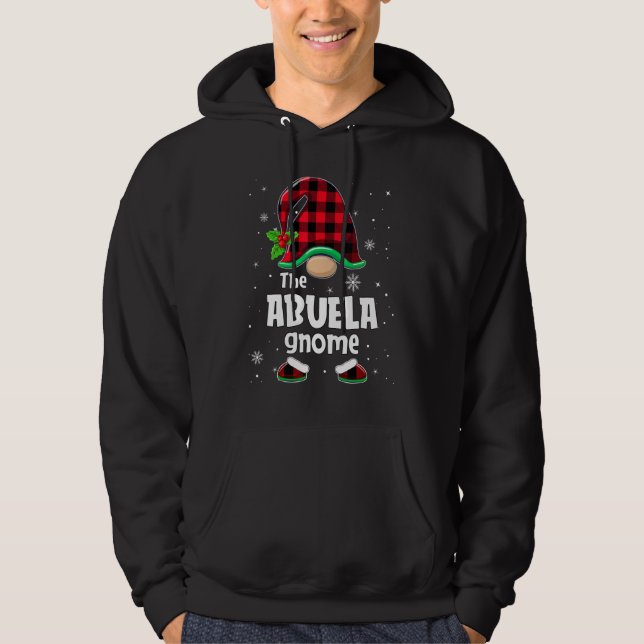 The Abuela Gnome Buffalo Plaid Christmas Matching  Hoodie (Vorderseite)