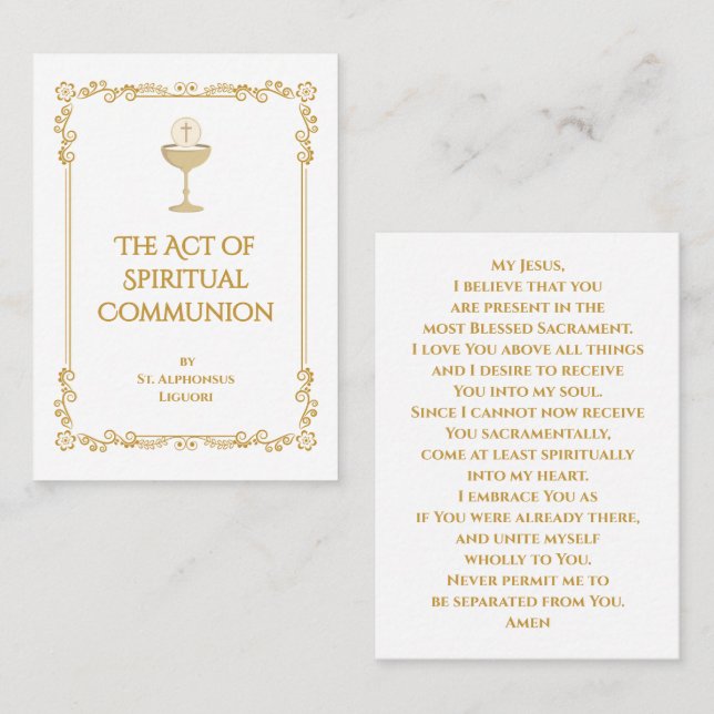The Act of Spiritual Communion Prayer Card  Platzkarte (Vorne/Hinten)