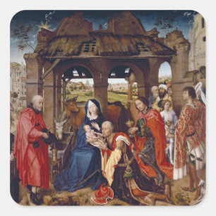 The Adoration of the Magi, c.1455 Quadratischer Aufkleber