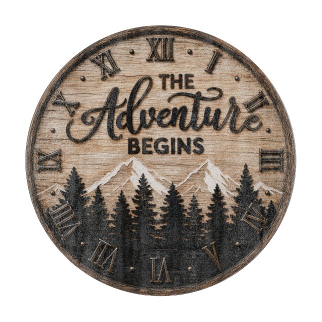 The Adventure Begins Rustic Mountain Cabin Schneidebrett (Vorderseite)