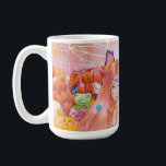 The Afternoon Kaffeetasse<br><div class="desc">Everything is pink and warm tones from the background to the young lady hair,  pink sky,  pink tulips,  stufftoys and etc 
Art title: The Afternoon
Medium: Mix Media (watercolor,  acrylic,  and colored pencils on watercolor paper camvas)
Size: 12 x 18 inch
Date: January 19,  2022</div>