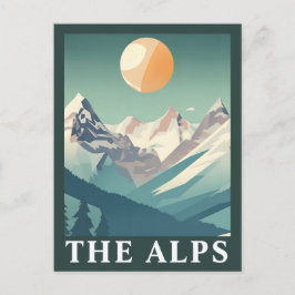 The Alps Sun Geometric European Ski Mountain Postkarte