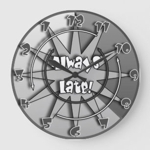 "The Always Late" Crazy Mixed Up Clock #5 Große Wanduhr