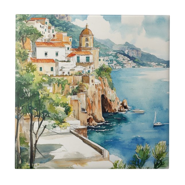 The Amalfi Coast, Italy Fliese (Vorderseite)