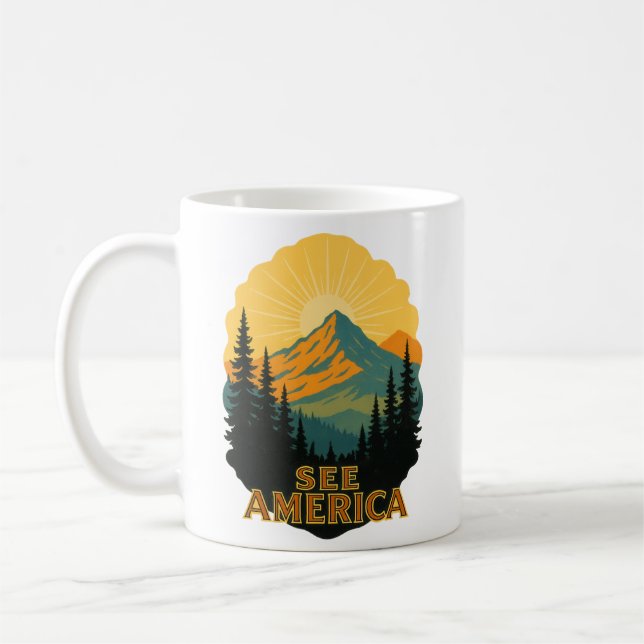 The America National Park Poster Style Kaffeetasse (Links)