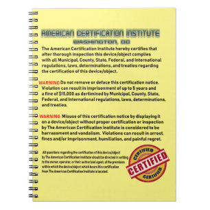 The American Certification Institute Notizblock