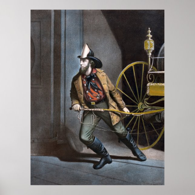 The American Fireman 1858 Vintage Poster (Vorne)