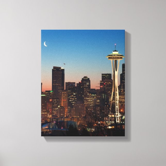 The American flag flies between the rising moon Leinwanddruck (Vorderseite)