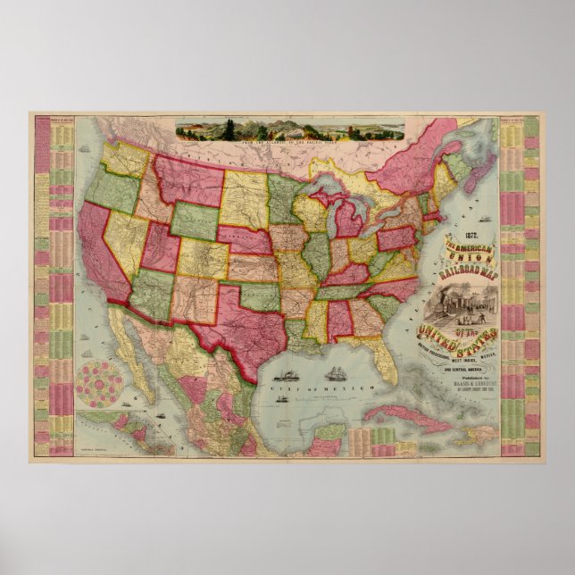 The American Gewerkschaft Railroad Map of the USA, Poster (Vorne)