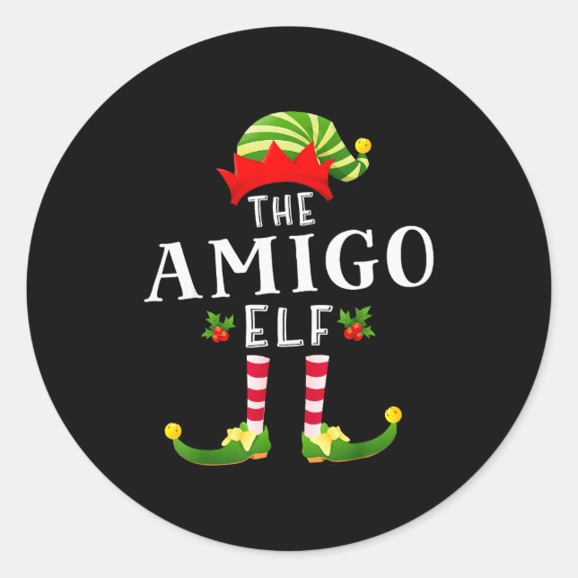 The Amigo Elf Christmas Matching Pajama  Runder Aufkleber (Vorderseite)