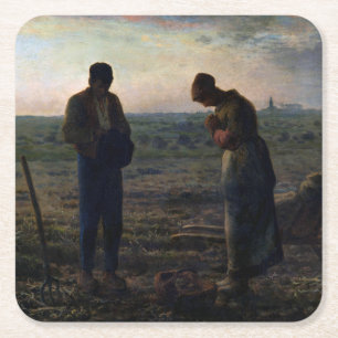 The Angelus, Jean-Francois Millet, 1857-1859 Rechteckiger Pappuntersetzer