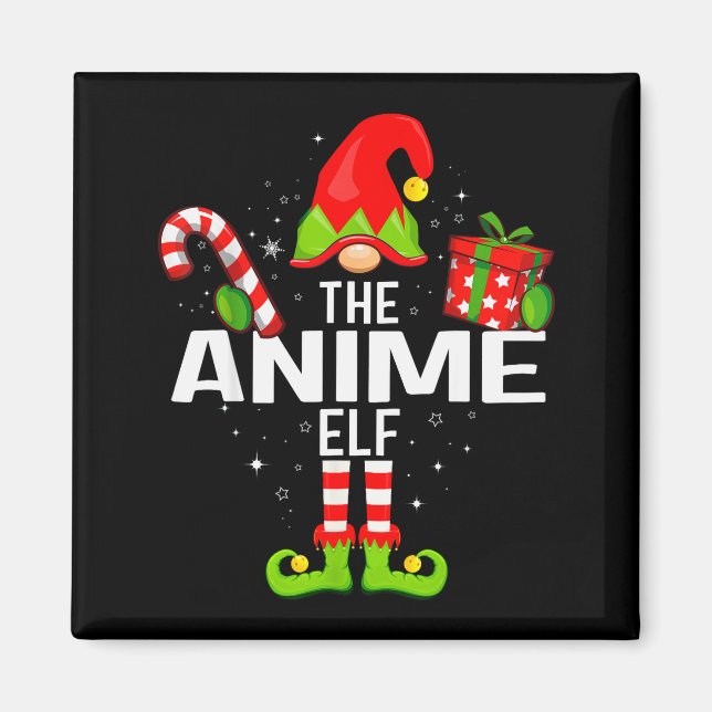 The Anime Elf Family Christmas Pajama Xmas  Magnet (Vorne)