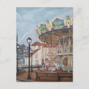 The Antique Carousel in Honfleur, Norandy, Frankre Postkarte