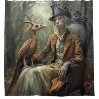 🎩 The Antique Hater - Surrealist Porträt Duschvorhang