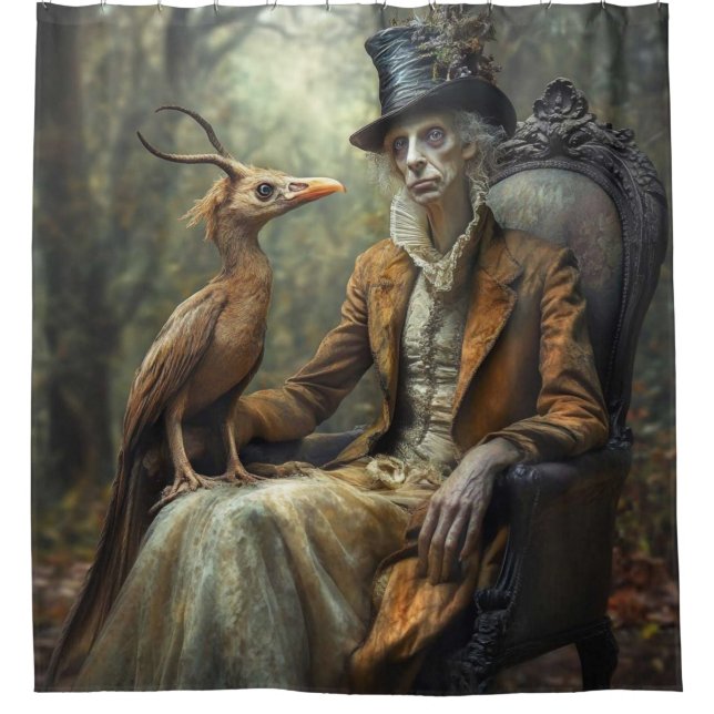 🎩 The Antique Hater - Surrealist Porträt Duschvorhang (Vorderseite)