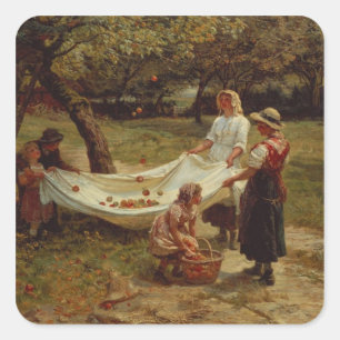 The Apple Gatherers, 1880 Quadratischer Aufkleber