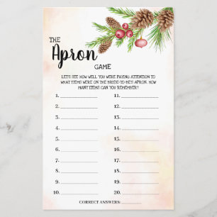 The Apron game Christmas Bridal Shower Game Card Flyer