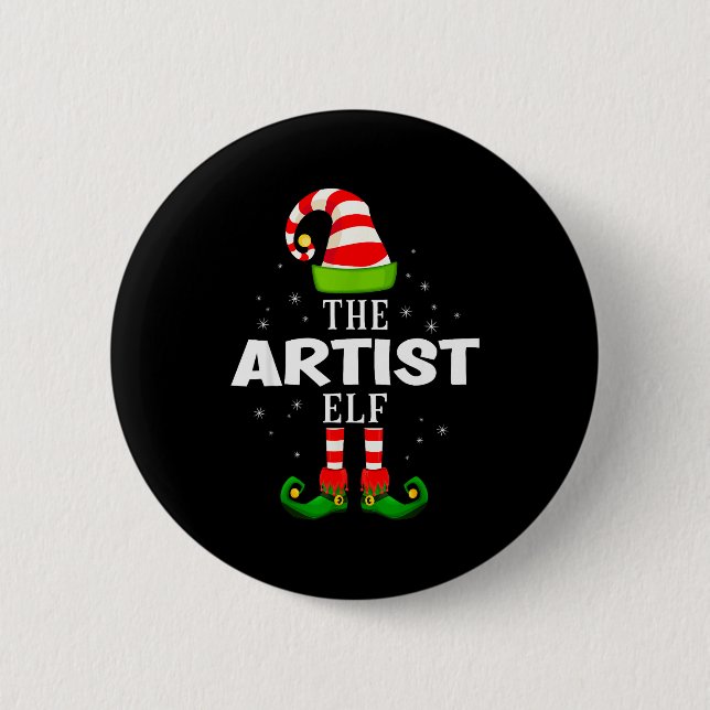 The Artist Elf Christmas Pjs Matching Pajama  Button (Vorderseite)