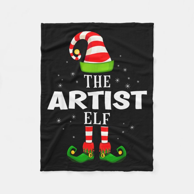 The Artist Elf Christmas Pjs Matching Pajama  Fleecedecke (Vorderseite)